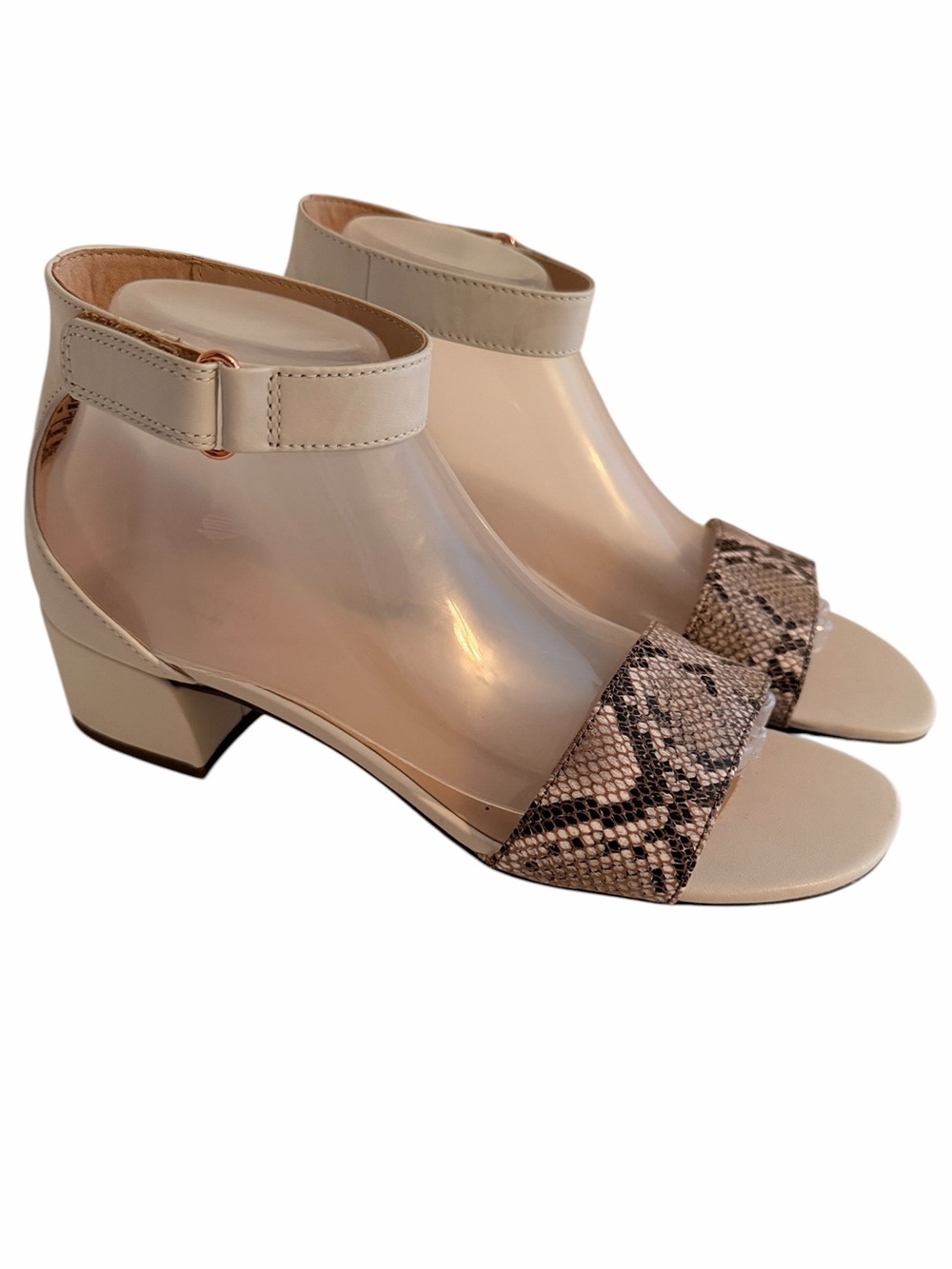 Collection by Clarks "Caroleigh Anya" Snakeskin Strap Block Heel Sandal 9